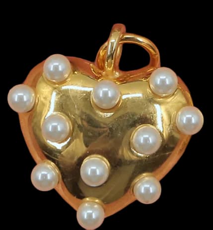 Pearl-Encrusted Heart Charm