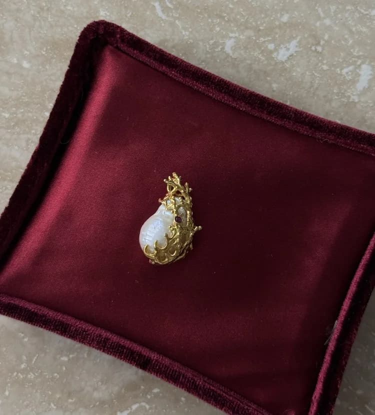 Abyssal Pearl & Coral Medallion Charm