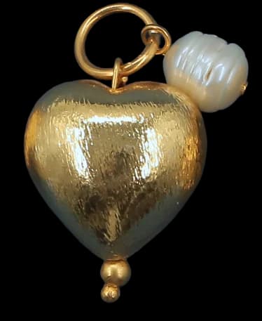 Gold Heart & Pearl Charm
