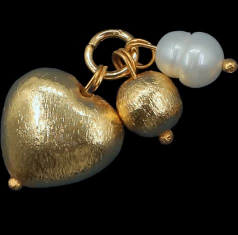 Golden Heart & Pearl Sentiment Charm