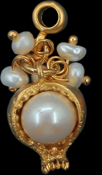 Golden Pomegranate & Pearl Treasure Charm